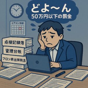 書類管理に追われる管理者の様子